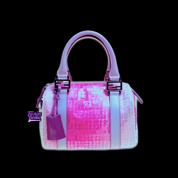 Vintage Fendi Pink Zucchino Sequins mini forever Bag Limited Edition - Picture 8 of 15